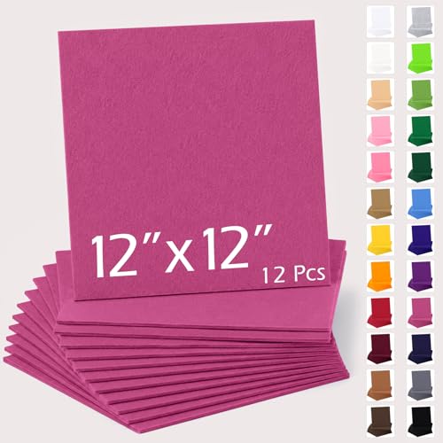 12" x 12" Felt Sheets for Crafts, 2mm Stiff Felt Fabric (12 Pcs), Fuchsia - color: Fuchsia