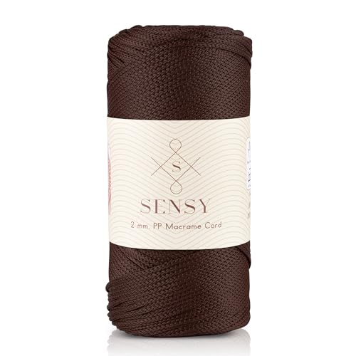 Sensy Premium 2mm 251 Yards Polyester Rope 100% Polypropylene Cord Macrame Cord 2mm Crochet Bag Cord Macrame Rope Crochet Thread for Knitter (Brown) - color: Brown, size: 1 Skein