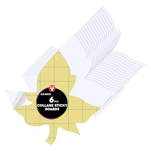 Hygloss Sticky Leaves Craft Boards - 6 Pack 6.5-Inch Self Stick Collage Boards for Kids - Peel & Stick Mounting Boards for Art Projects, School Crafts, Classrooms, and DIY Displays - size: 6-Pcs, style: Leaf 6.5"