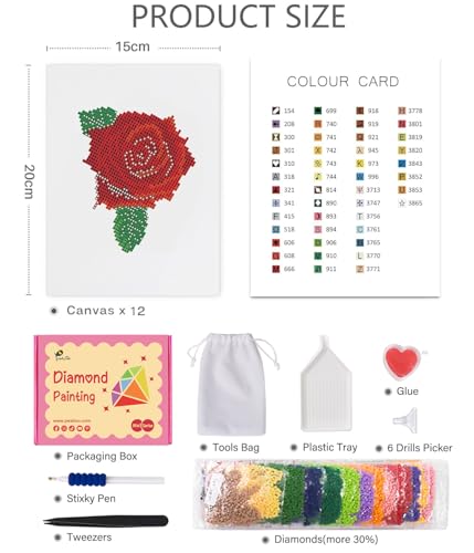 PeakLuv Small Diamond Art Kits Flowers Mini Diamond Painting Kit for Adults - color: Flowers