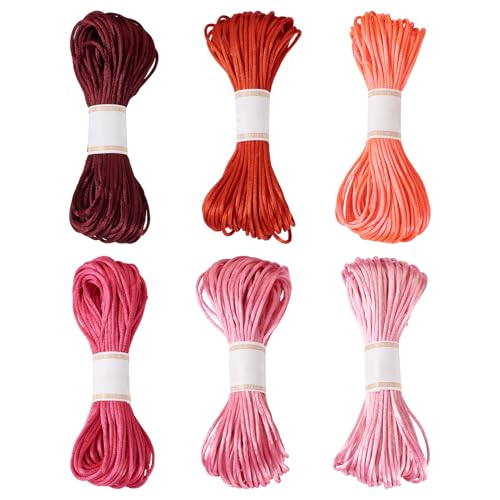 Elecrelive 126 Yards 3mm Rattail Silk Cords Pink Red Knitting Rope - color: Red Pink