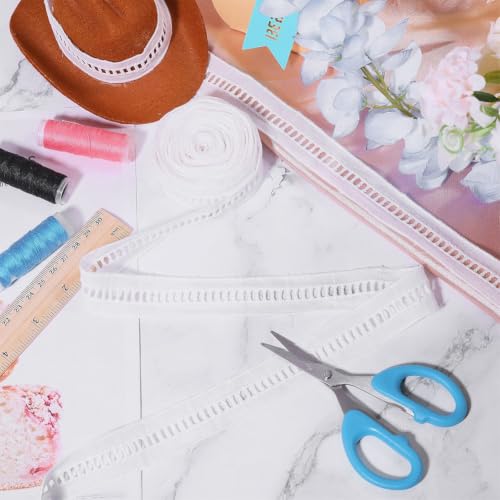CHGCRAFT 15 Yards Cotton Ladder Lace Trim Hollowed Embroidery Ribbon Floral Embroidery Lace Trim for Clothes Accessories DIY Wedding Bridal Decoration