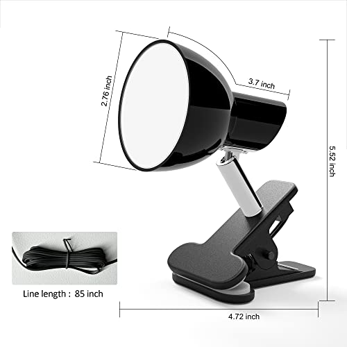 deeloop Clip On Light, 400LM Reading Lamp, Flexible Clamp Light, Black - color: Black