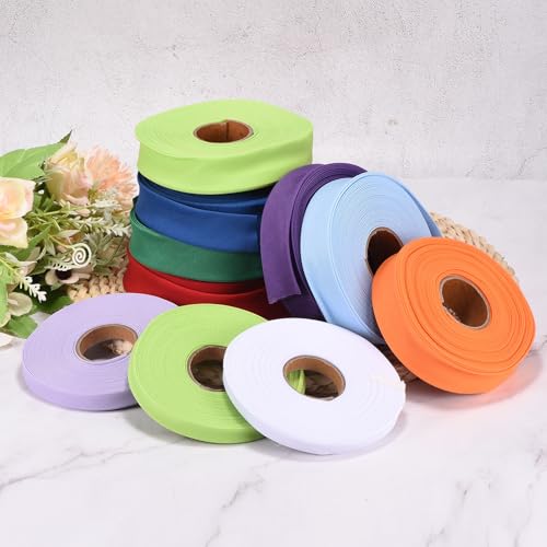 MECCANIXITY 1 Inch Double Fold Bias Tape Polyester Continuous Bulk Bias Tape for Sewing,Seaming Quilting Hemming Binding Crafts (White 10 Yards) - color: White, size: 1 Inch x 10 Yards