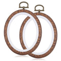 2Pcs Oval Fancy Embroidery Hoop, 3"x3.75" Decorative Cross Stitch Hoops, Imitated Wood Resin Embroidery Frame Hoop for DIY Decoration and Art Craft Sewing