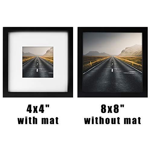 8x8 Black Picture Frames Square Nature Solid Wood 6 Pack for Wall Mounting and Tabletop Display - color: Black, size: 8x8