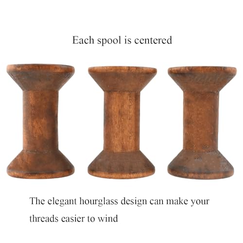 HAHIYO 2Inch/5cm 6PCs Light Brown Color Wood Spool - Natural Unfinished Wooden Thread Spools for Textile Wire Weaving Ribbon Crafts DIY Art Education Smooth Rotatable Bobbins - color: Light Brown, size: 2Inch-6P