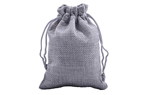 Sansam 50pcs 4.0X5.60 Inch Drawstring Burlap Gift Bags, Jute Jewellery Pouches, Small Grey Lining Burlap Favor Sacks For Herb, Spices, Jute Treat Bags for Christmas, Wedding, Party - color: Grey