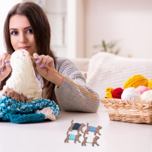 DICOSMETIC 20Pcs Wooden Animal Bobbin Embroidery Floss Bobbin Wooden Cross Stitch Floss Holder Animal Card Thread Organizer Cat Bobbins Set Winding Plate for Sewing Supplies Needlework Thread Storage