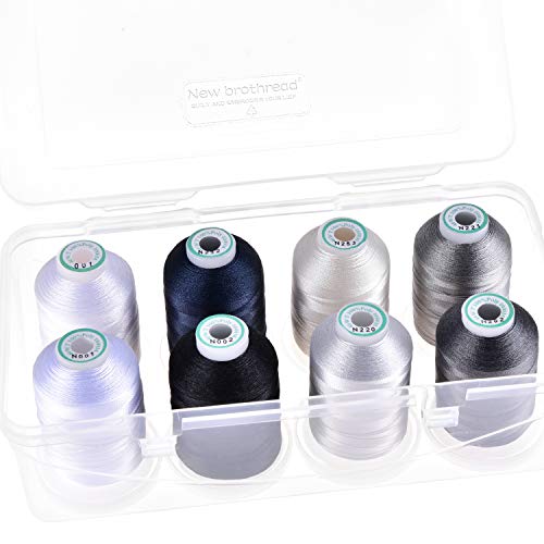 New brothread 8 Spools Embroidery Machine Thread with Box -Monochrome - color: Monochrome