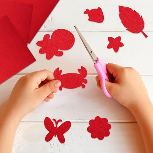 NACHLYNN Self Adhesive Felt Fabric Sheets 7"x11.5" /18x29cm Sticky Back Felt Fabric for Crafts Art Project DIY Sewing Patchwork Decoration (11, Red) - color: Red