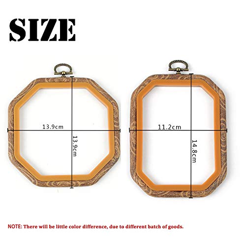 Embroidery Hoops Cross Stitch Hoop Imitated Wood Embroidery Circle Set Display Frame for Art Craft Handy Sewing and Hanging - Pack of 2 Octagon - color: 2pcs Octagon