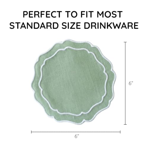 Linen Coasters for Drinks, Set of 6, 6 inch, Kiwi - color: 1257 - Kiwi, size: 6 inches