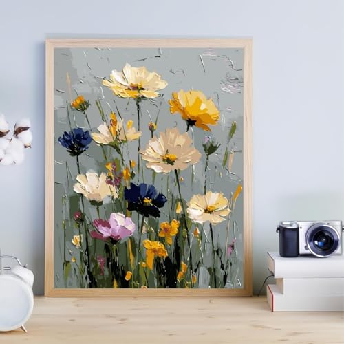 niurenmaoyi Stamped Cross Stitch Kits for Beginners,Counted Embroidery Craft Kits for Adults,Needlepoint Kits for Adults,Wild Flowers Wall Art 11.8X15.8In - color: Cross Stitch Kits0227-02