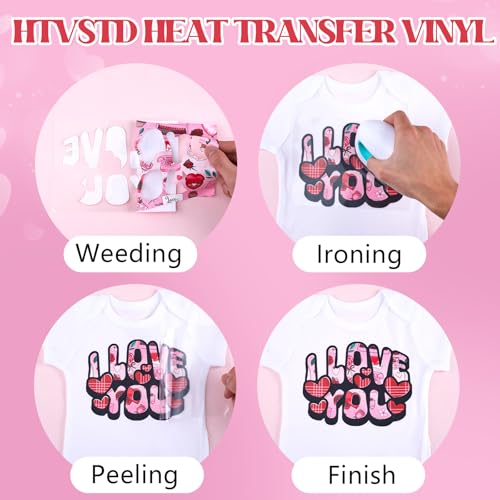 HTVSTD Rose Romantic Heat Transfer Vinyl 10Sheet 12×10in Iron on Vinyl - color: Rose