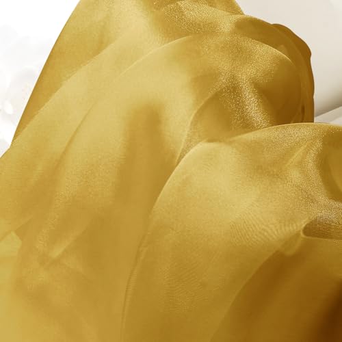Manyshofu Gold Organza Fabric by The Yard, 60 Wide (1 Yard) - color: Gold, size: 1 Yard