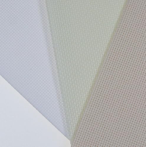 KCS 3 pc of 12" x 18"(30cmx45cm) 18CT Counted Cotton Aida Cloth Cross Stitch Fabric (White+Antique White+Ecru) - color: White+antique White+ecru