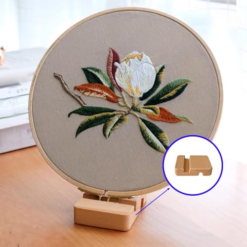6 Pcs Wooden Embroidery Hoop Base Cross Stitch Holder for Display Stand