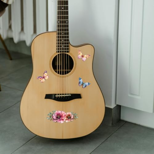 Peacoblue Music & Flowers Rub On Transfers for Furniture 6"x12" - style: Musical Instruments and Flowers