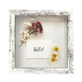 FrameWorks 8x8 Driftwood Wooden Shadow Box Frame – Soft Felt Back, Tempered Glass, and Included Elegant White Ball Push Pins - color: White Driftwood, size: 8"x8"