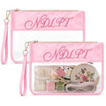Sabary 2 Pack Needlepoint Project Bags, Sewing Project Bag 12 * 8.8 Inch "ndlpt" Embroidery Storage Organizer with Zipper, Craft Bags for Quilting Crochet Cross Stitch Knitting Embroidery(Pink) - color: Pink