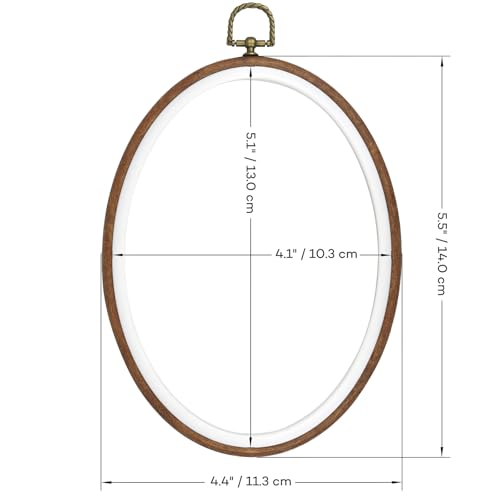 Celley Embroidery Hoops, Oval Wood-Look, 3 Pcs (Wood-Look, 5.5 X 4.4 Inches) - size: 5.5 X 4.4 Inches