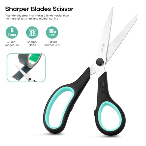 iBayam 8.5" Heavy Duty Scissors All Purpose for Office School Crafts Sewing - color: Red, Green, Blue, size: 3-Pack