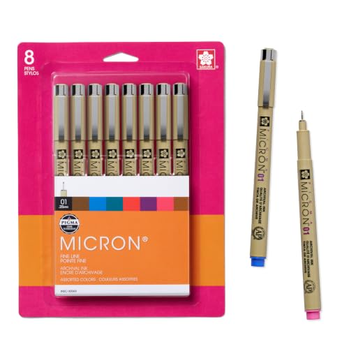 Sakura 30068 8-Piece Pigma Micron Clam Assorted Colors 01 Ink Pen Set - style: 01 Tip
