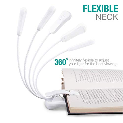 Vekkia 3000K Warm LED Rechargeable Book Light(Elegant White) - color: White