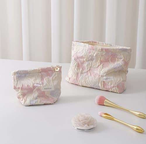 getgto 2 Pcs Makeup Bags, Large Cosmetic Bag Travel Toiletry Bag - color: B light pink