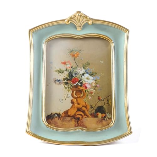 Vintage Picture Frame 5x7 Antique Ornate Photo Frame Tabletop and Wall Hanging Old-Fashioned Style, Decorative Retro Design Home Decor, Photo Gallery Art,Sage Green - color: Sage Green, size: 5x7
