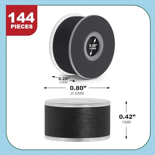 Mandala Crafts Charcoal 15J SA156 Prefilled Bobbin Thread, 144 PCs - color: Charcoal, size: Size A 144 X 142 Yards