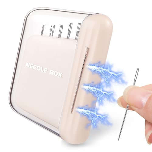 HUISUYTON Portable Travel Magnetic Sewing Needles Case,10PCS Needles(Beige) - color: Beige