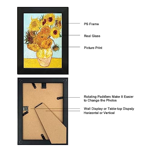 5X7 Picture Frame Set of 6 with Real Glass for Pictures 4x6 with Mat or 5x7 Without Mat, Wall or Tabletop Gallery Photo Frames in Black - color: Black, size: 5x7(set of 6)