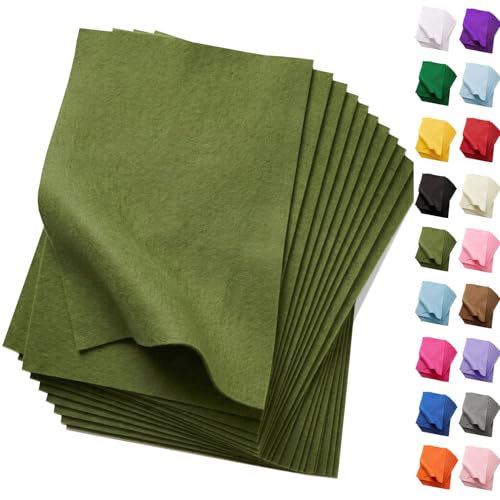 Soft Moss Green Felt Fabric Sheets for Crafts 8" X 12" 20 Pcs 1.6mm Thick - color: Moss Green