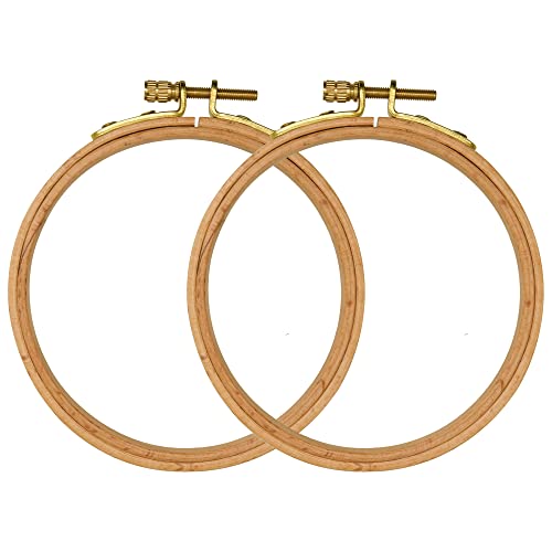 2 Pack 4'' Embroidery Hoop, Guofa 10CM Beech Wood Cross Stitch Hoops, - style: 4 inch