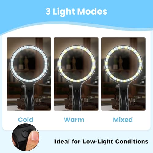 3 in 1 Hands Free Magnifying Glass with Light, Neck Wear Lighted Magnifier
