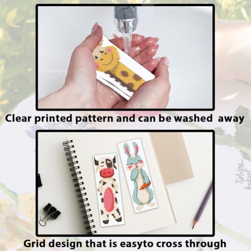 ACRNIGHEET 6PCS Cross Stitch Bookmark Kits for Beginners Cartoon Animals - style: Cartoon animal patterns