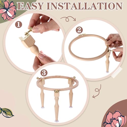 Novabright 3 Wooden Embroidery Hoop Holder Legs, 5"-10" Frame Holder Stand