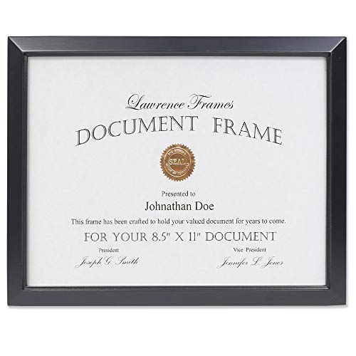 Lawrence Frames 8.5x11 Black Wood Certificate Estero Picture Frame - color: Black, size: 8.5x11