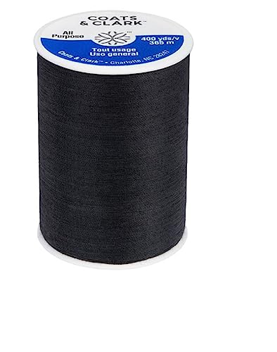 Coats & Clark Dual Duty All Purpose Sewing Thread 230A 400 Yards Each Spool 12 Pack Bundle with Bella's Crafts Needle Threaders (Black) - color: Black