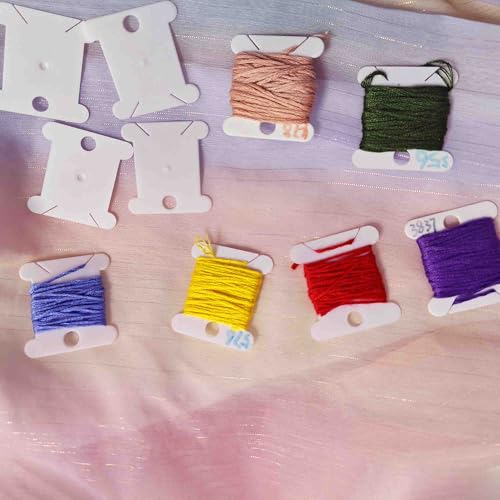 129 Pcs Embroidery Floss Bobbins Embroidery Floss Organizer, Plastic Embroidery Thread Cards for Cross Stitch Thread Holder Sewing Storage for DIY Sewing Craft(White)