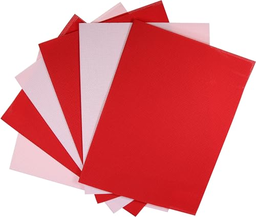 KCS 6 pc of 12" x 18"(30cmx45cm) 14CT Counted Cotton Aida Cloth Cross Stitch Fabric (Pink+Red) - color: Pink+red