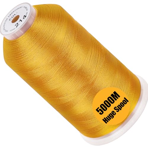 New brothread 5000M Huge Spool Embroidery Machine Thread - Deep Gold - color: Deep Gold-214