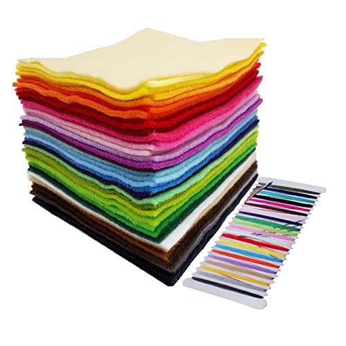 Jtnohx Soft Felt Fabric Felt Sheets for Crafts 40 Colors Assorted 6"x6" - size: 6 x 6 inches