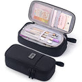 CICIMELON Durable Pen Pencil Case for School Supplies, High Capacity Pencil Bag Pouch Organizer for Teen Girls Boys Adults, Black - color: Black