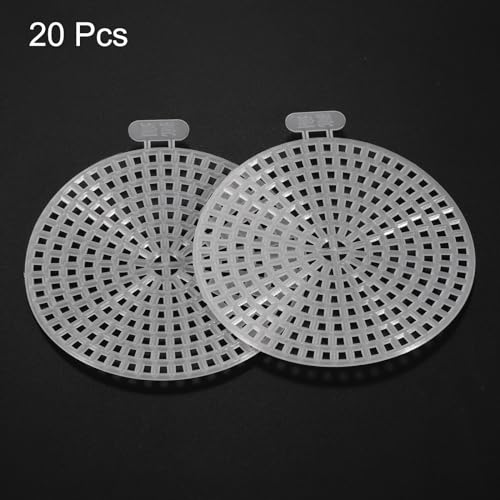 HARFINGTON 20Pcs Round Plastic Canvas Mesh Sheets 2.44 Inch/6.2cm Circle Blank Canvas Shape Mesh Mat White for Embroidery Knit Crochet Crafting Needlework - size: 2.44 Inch/6.2cm