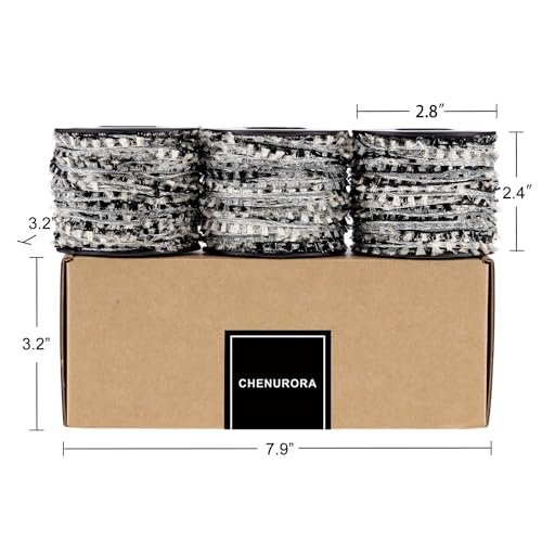 Artisanal Yarn Collection Multifiber Fancy Yarn for Knitting Crocheting Crafts DIY, Set of 3 Rolls (Silver Mist & Black Weave) - color: Silver Mist & Black Weave