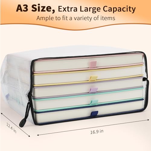 Umriox A3 Mesh Zipper Pouch Bags, 18 Pack Large Organizer Bags, Black - color: Black, size: 18pcs-A3 (16.9x12.4 in)