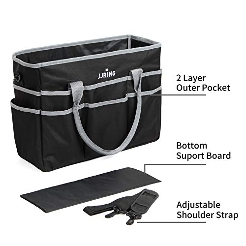 JJRING Large 600D Nylon Artist Organizer Tote Bag With 16 Pockets, Silver - color: Silver, size: Large